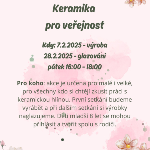 Keramika pro veřejnost-únor Třeboň