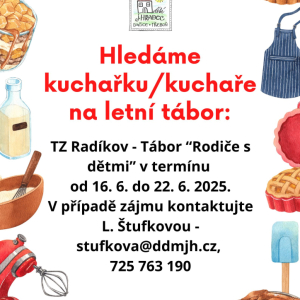 Hledáme kuchařku/kuchaře na LT Radíkov!